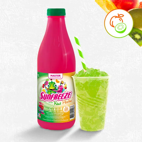 Sirop ultra concentré pour machines à granités et granitas Kiwi Pêche Master Sunfreeze