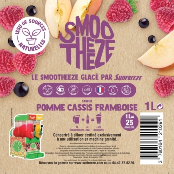 🍏🍓PRÉPARATION POUR GRANITÉ NATUREL - SMOOTHEEZE POMME CASSIS FRAMBOISE - SUNFREEZE