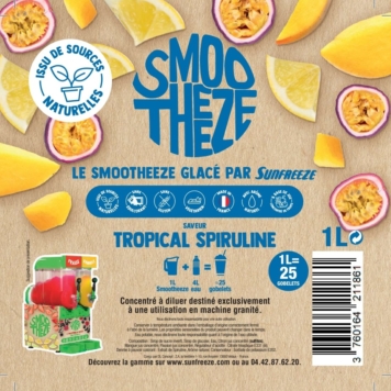 🔵 PRÉPARATION POUR GRANITÉ NATUREL - SMOOTHEEZE TROPICAL SPIRULINE - SUNFREEZE