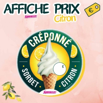 💴Affiches prix Glace-Citron Sunfreeze